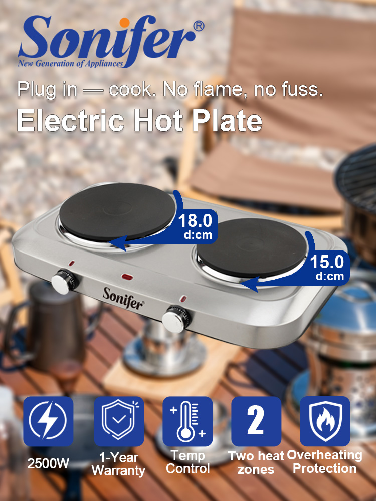 Hot Pot Portable Dual - Double Burner Electric Stove Sonifer SF-3059